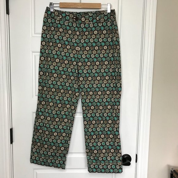 Harold's Vintage Cotton Blend Pants Women's Size 8 Retro Floral Crop Trousers - Picture 2 of 12
